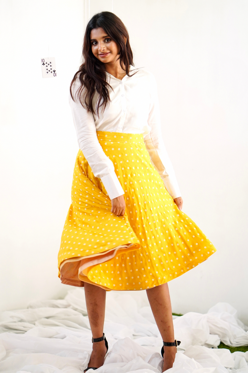 Yellow & Beige dual skirt