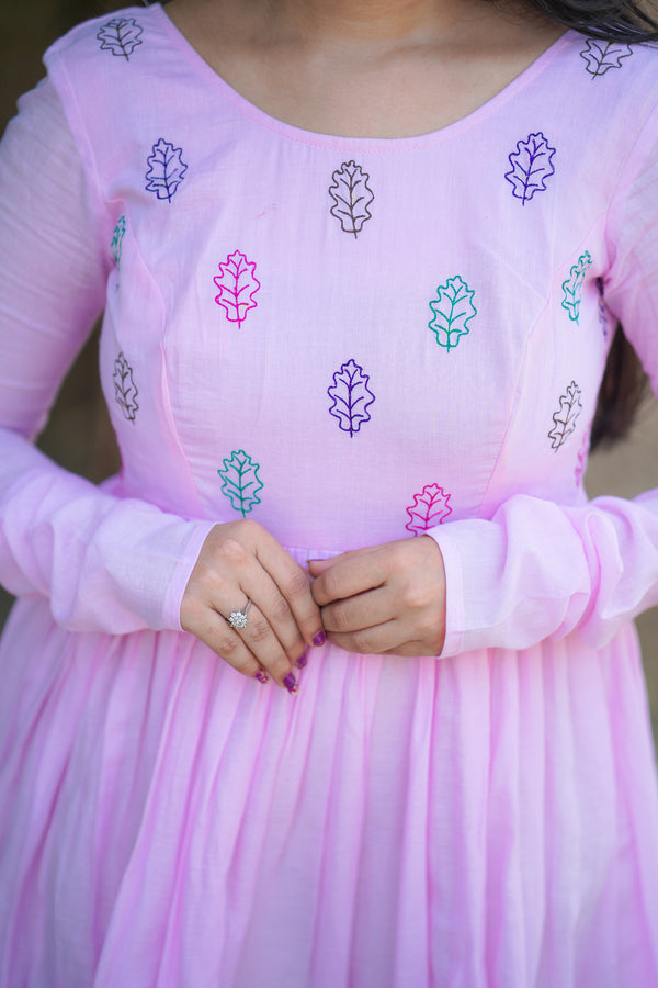 Baby Pink Embroidery Mul cotton dress (Top)