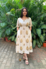 Beige yellow Cotton Dress