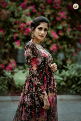 Black Floral georgette anarkali