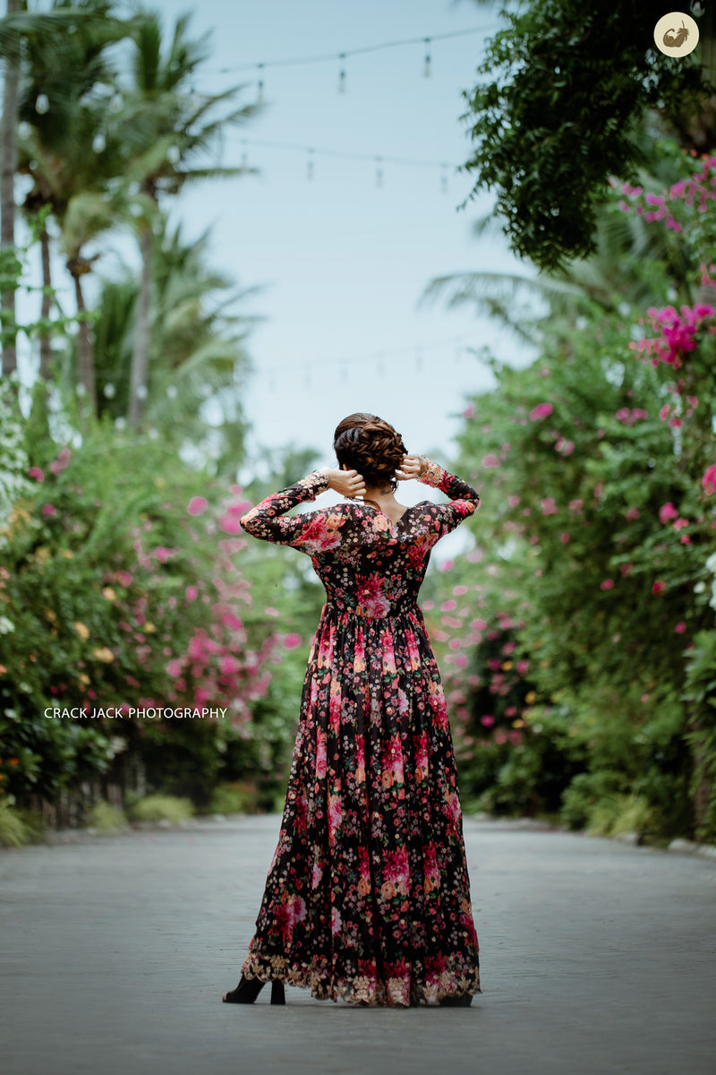 Black Floral georgette anarkali