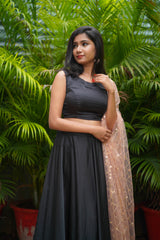 Black Peach Georgette lehenga