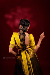 Black & Yellow Silk Embroidery lehenga