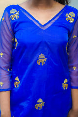 Blue Embroidery Organza Salwar