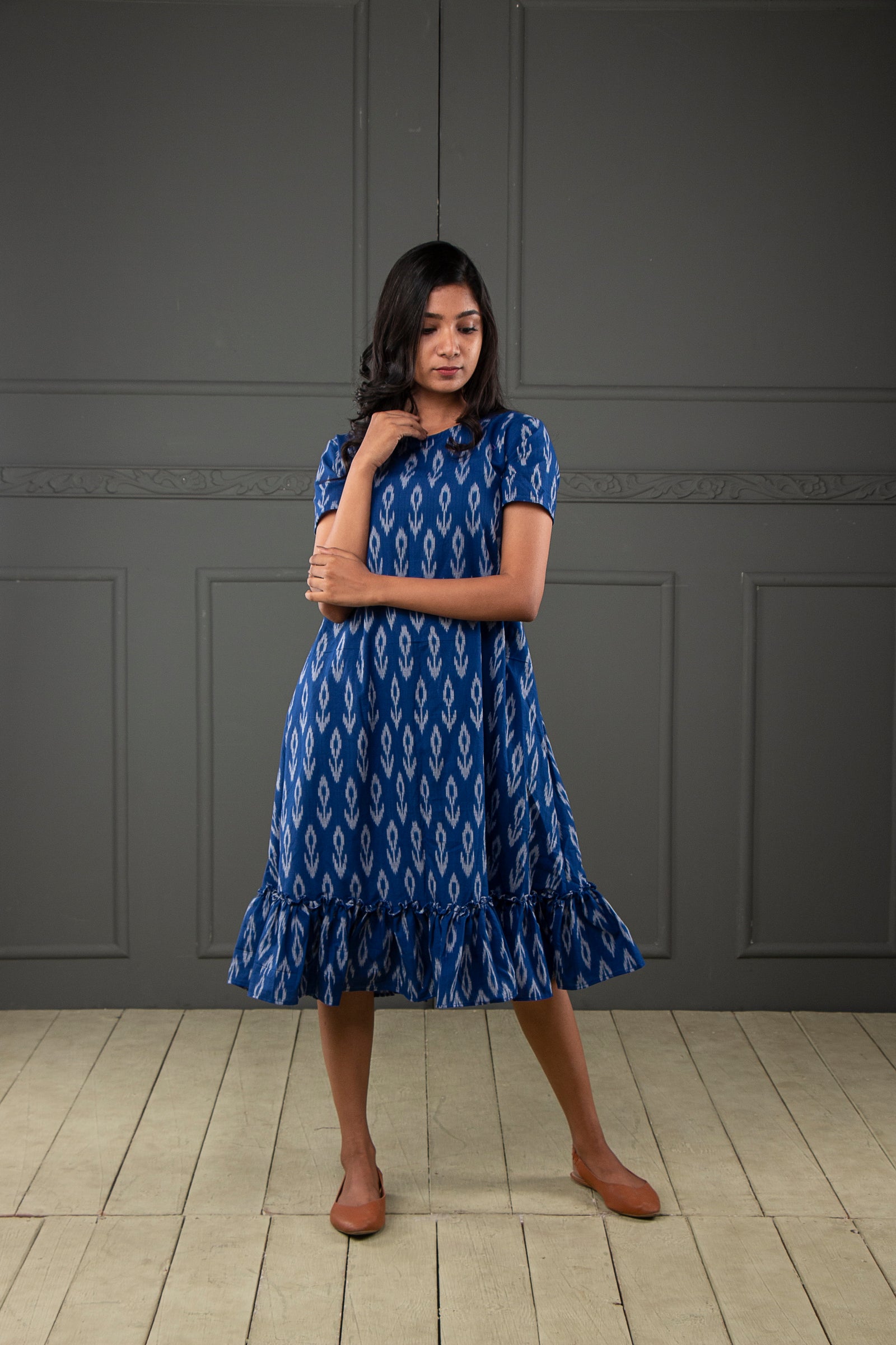 Blue Ikkat cotton dress (Top) – YoshnasByEla