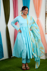 Blue Mul cotton Salwar suit