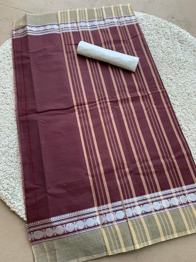 Brown chettinad cotton saree