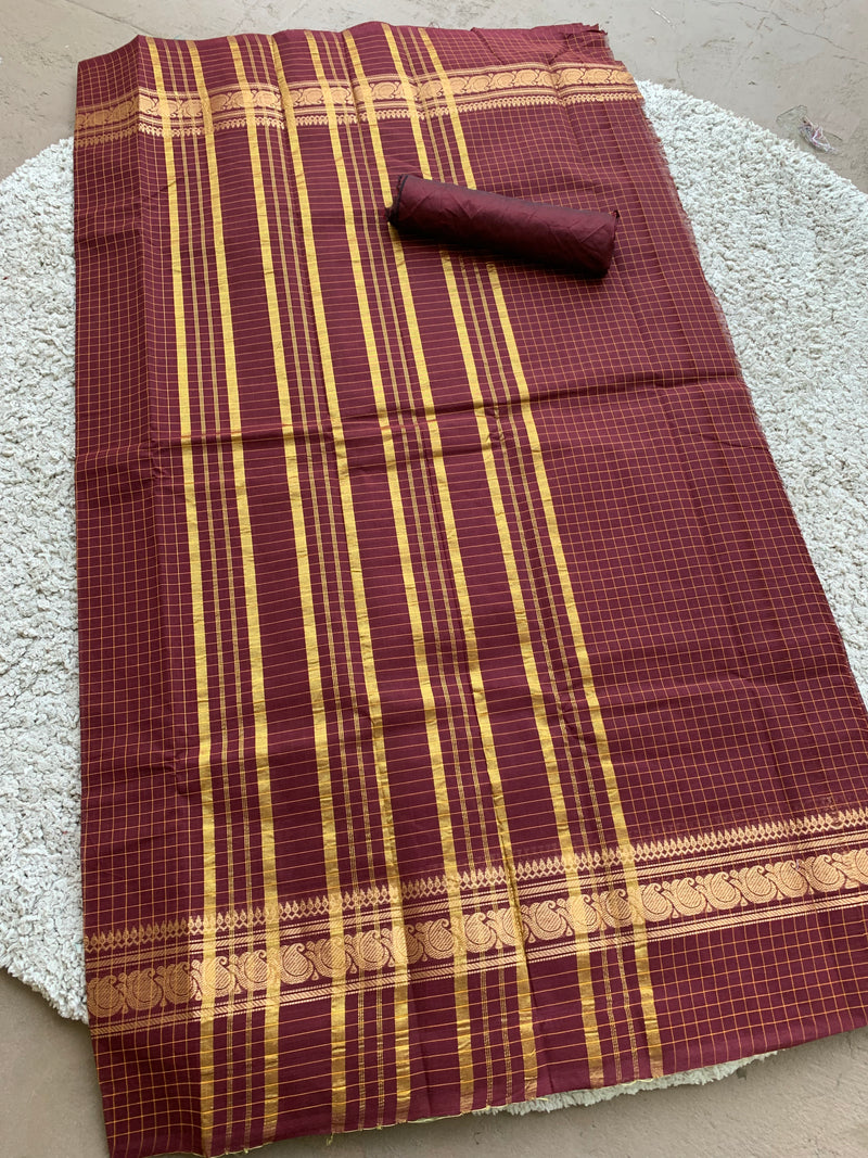 Brown chettinad cotton saree