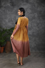 Brown ombre mul cotton dress (Top)