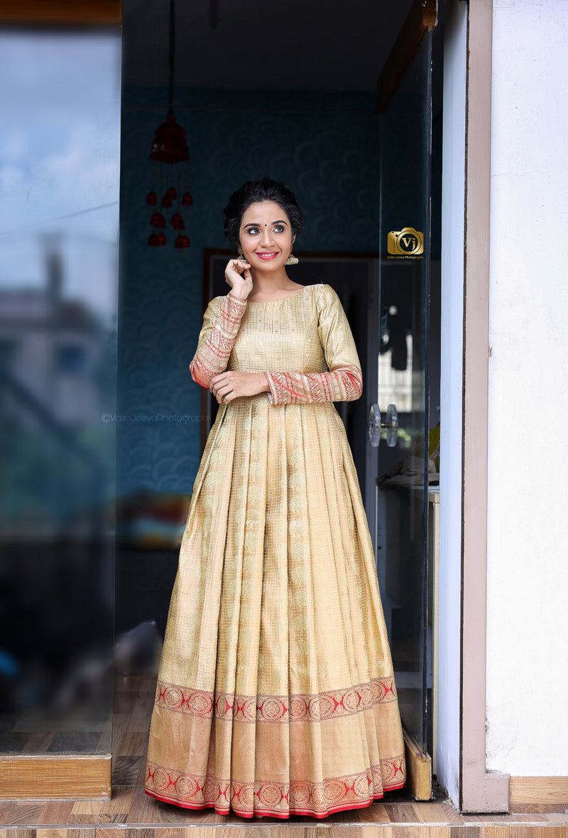Gold silk anarkali YoshnasByEla Gold silk anarkali YoshnasByEla