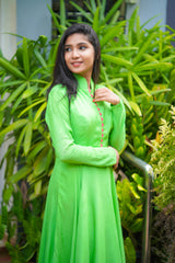 Green - pink collar anarkali