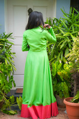 Green - pink collar anarkali