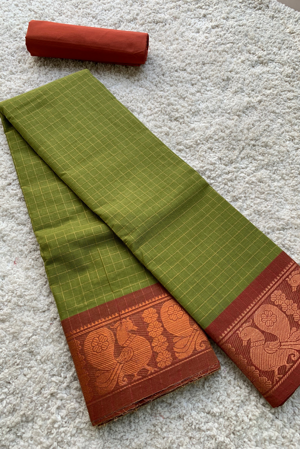 Green Chettinad cotton saree