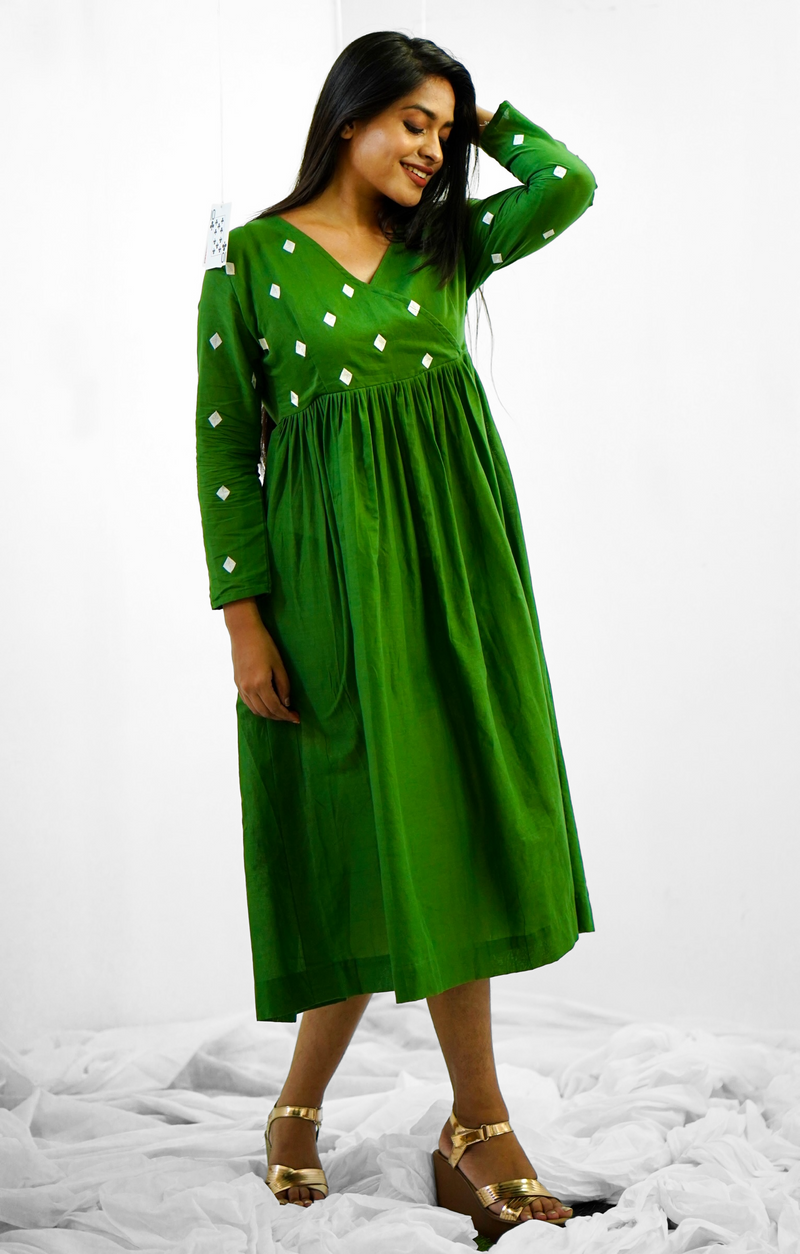 Green Embroidery Mul cotton dress – YoshnasByEla