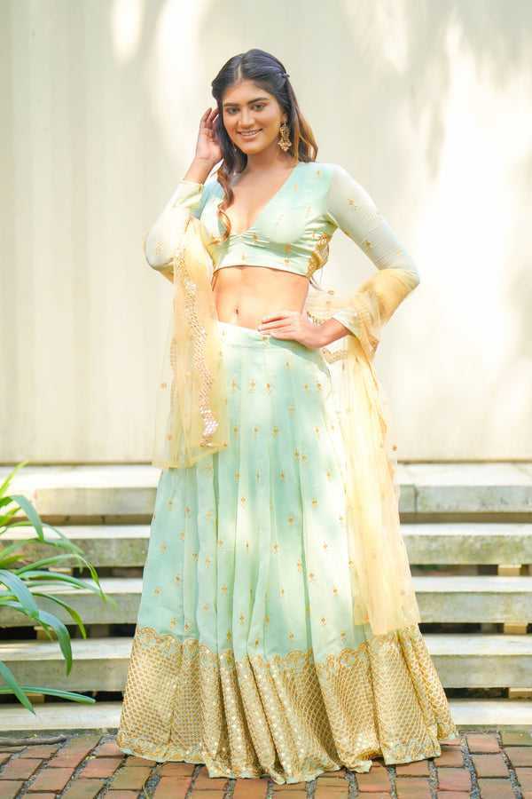 Green Georgette lehenga