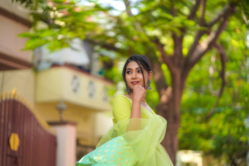 Green border anarkali