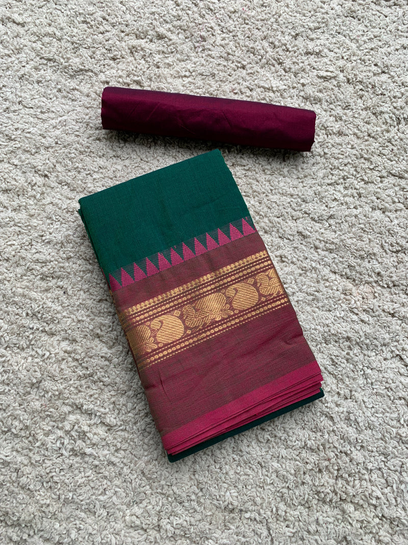 Green chettinad cotton saree