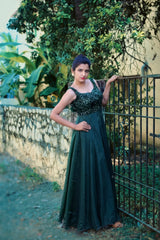 Green organza anarkali