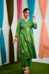 Green silk Salwar suit