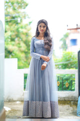 Grey border anarkali