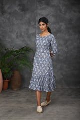 Grey floral cotton dress (Top)