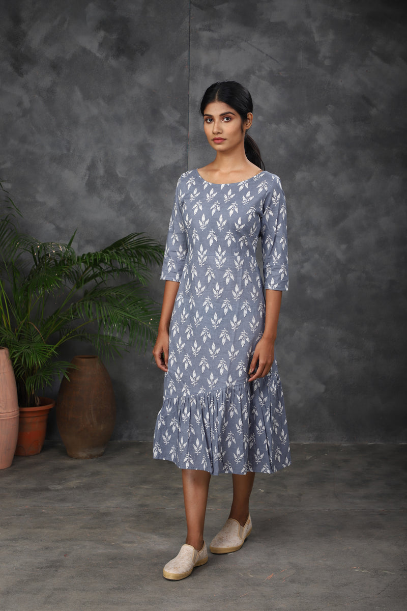 Grey floral cotton dress (Top)