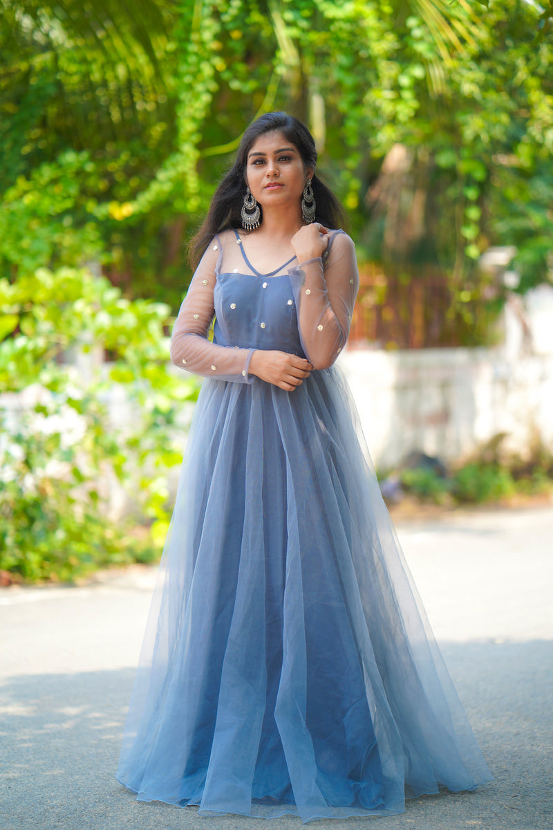 Grey sequin anarkali YoshnasByEla Grey sequin anarkali YoshnasByEla