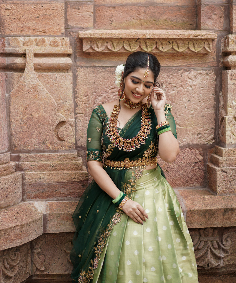 Green Embroidery Silk  lehenga