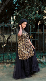 Black Banaras Top & organza Skirt