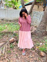 Dusty Pink Dual mull cotton dress (Top)