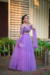 Lavender Net lehenga