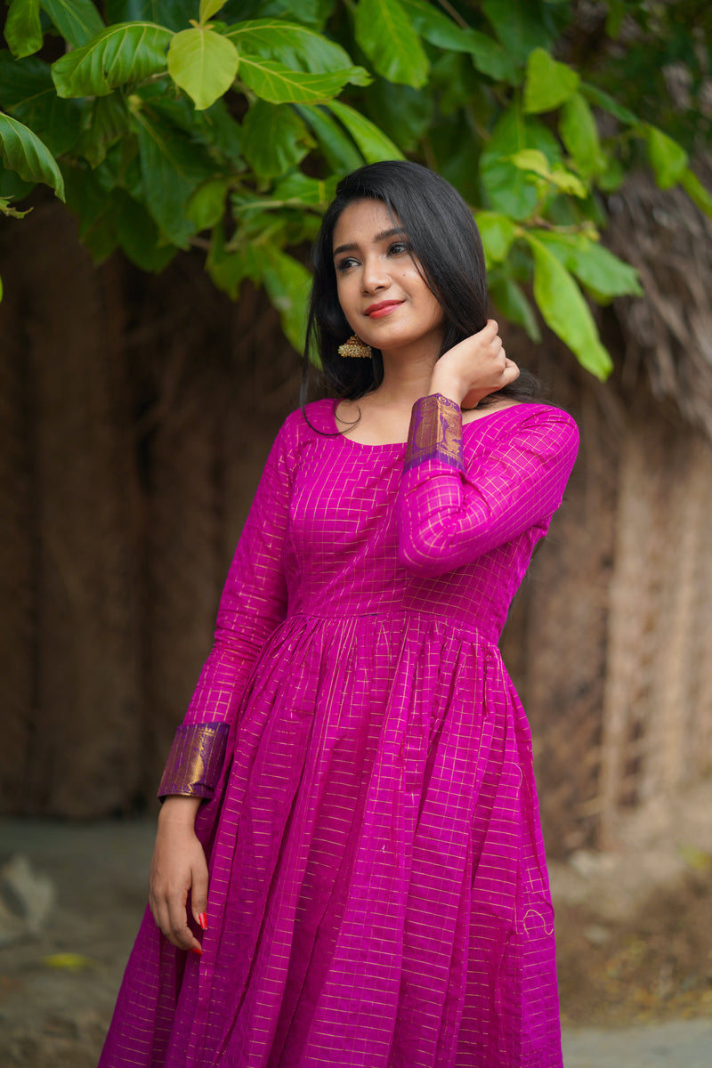 Magenta Cotton Anarkali