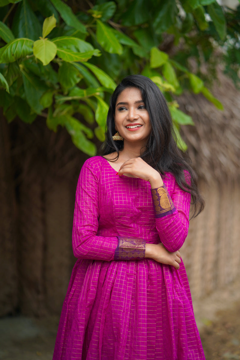 Magenta Cotton Anarkali