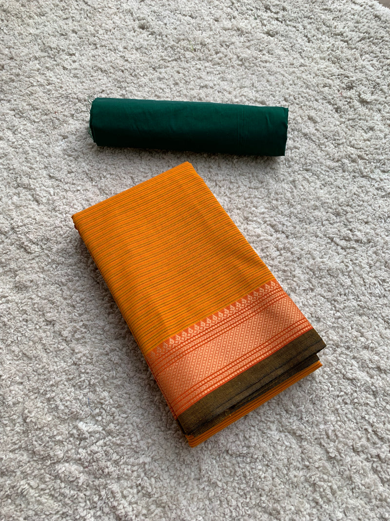 Orange chettinad cotton saree