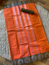 Orange chettinad cotton saree