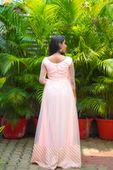 Peach border anarkali