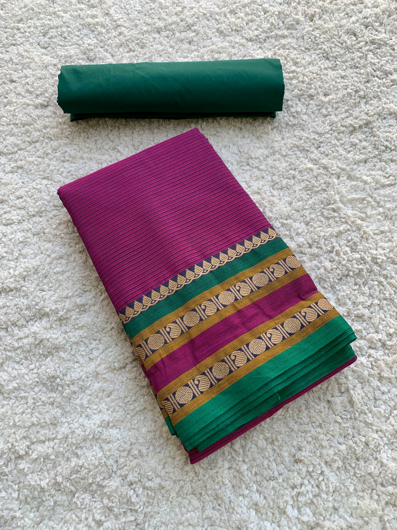 Magenta Chettinad cotton saree