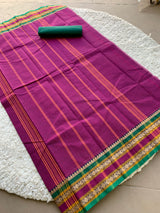 Magenta Chettinad cotton saree