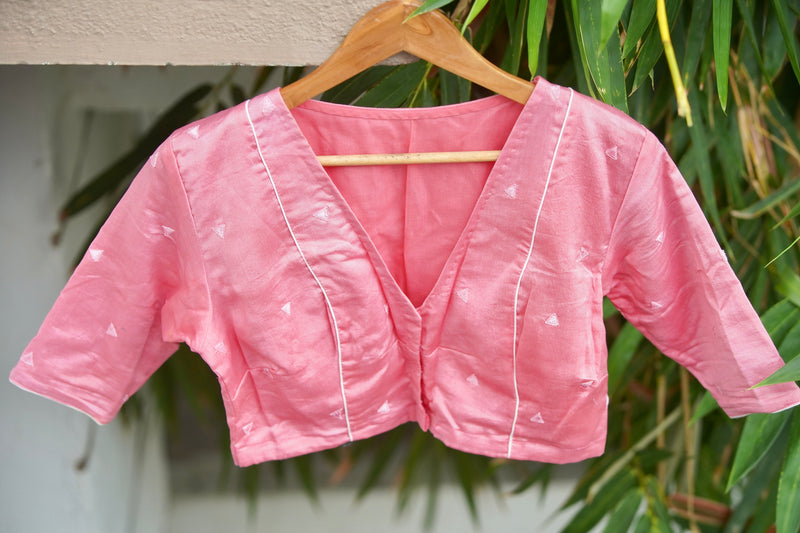 Pink Embroidery Cotton Blouse