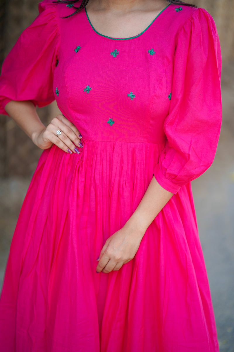 Pink Embroidery Mul cotton dress (Top)