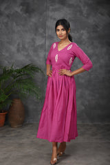 Pink Embroidery Mul cotton dress (Top)