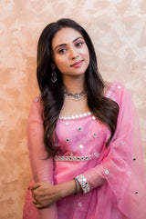 Pink Embroidery Organza Salwar