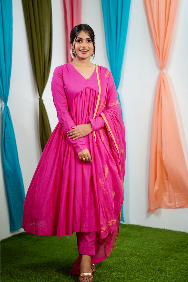 Pink Mul cotton Salwar suit