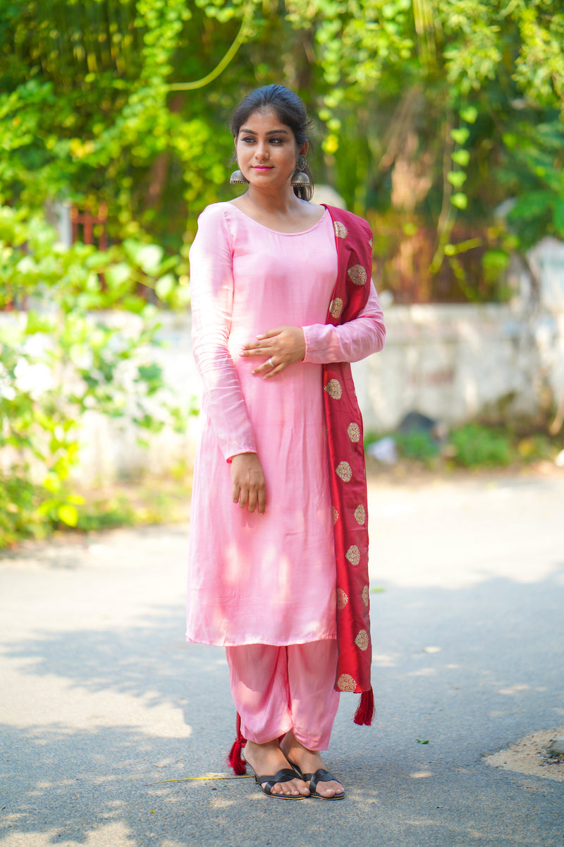 Pink Straight Salwar
