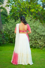 Pink White Georgette lehenga