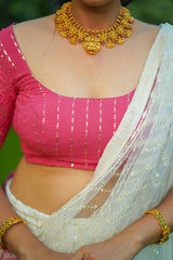 Pink White Georgette lehenga