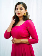 Pink georgette hand embroidered Anarkali