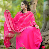 Pink plain Malai silk anarkali