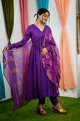 Purple Mul cotton Salwar suit
