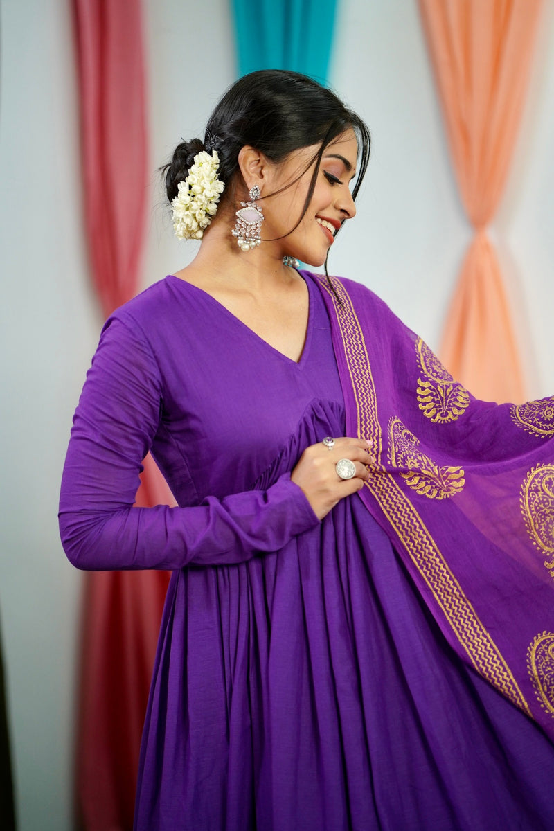 Purple Mul cotton Salwar suit
